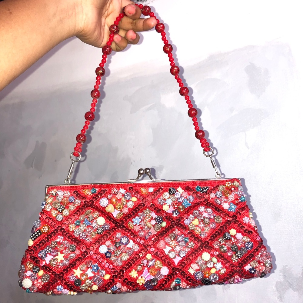 Rare vintage beaded red purse